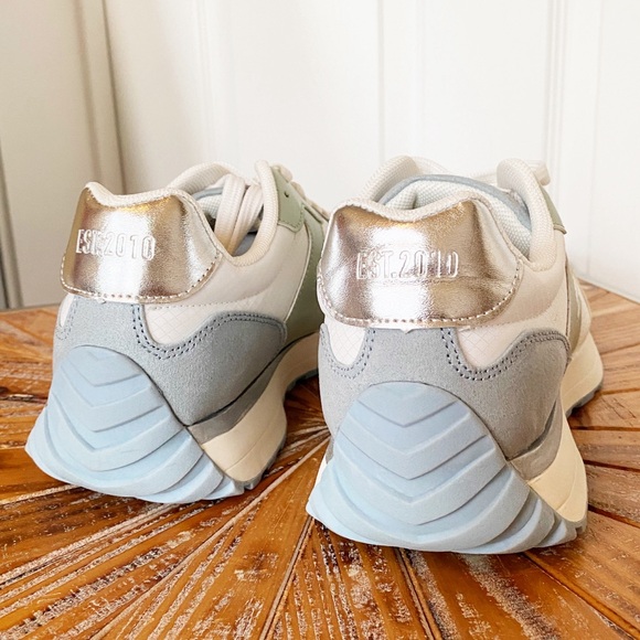 JustFab White and Green Women's Sneakers - Picture 7 of 7